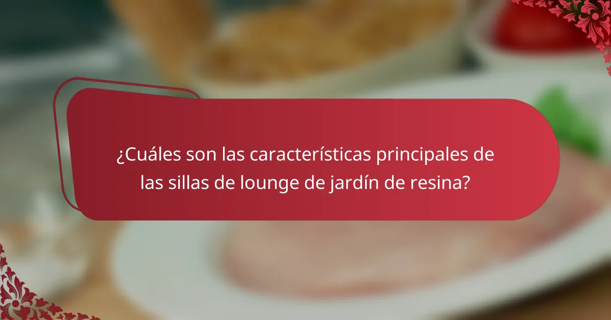 ¿Cuáles son las características principales de las sillas de lounge de jardín de resina?