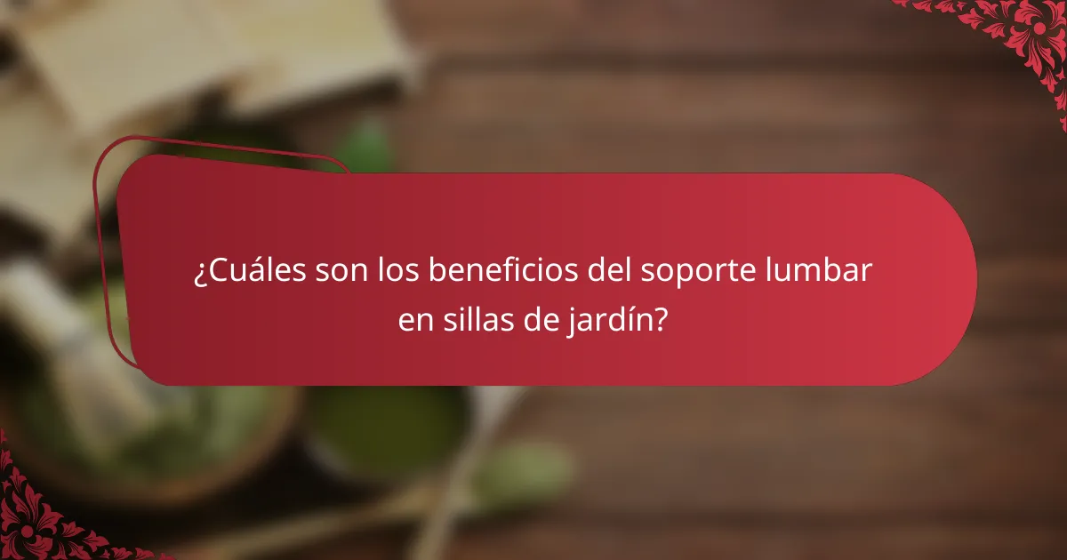 ¿Cuáles son los beneficios del soporte lumbar en sillas de jardín?